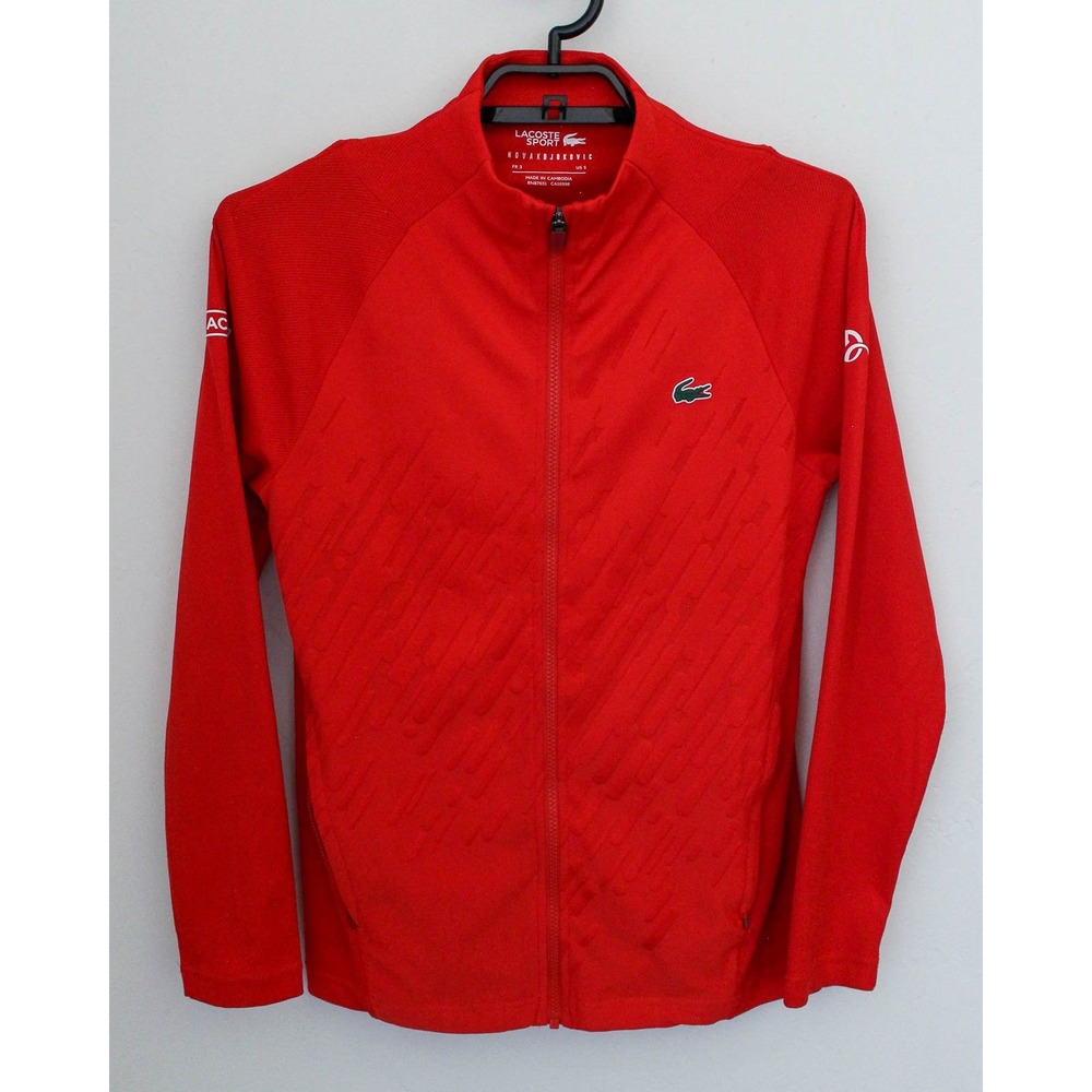 Lacoste Sport Novak Djokovic Track Jacket Mens Small Red Full Zip Tennis Logo